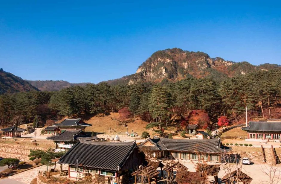 단풍이 든 산자락 아래 자리한 법흥사 일대