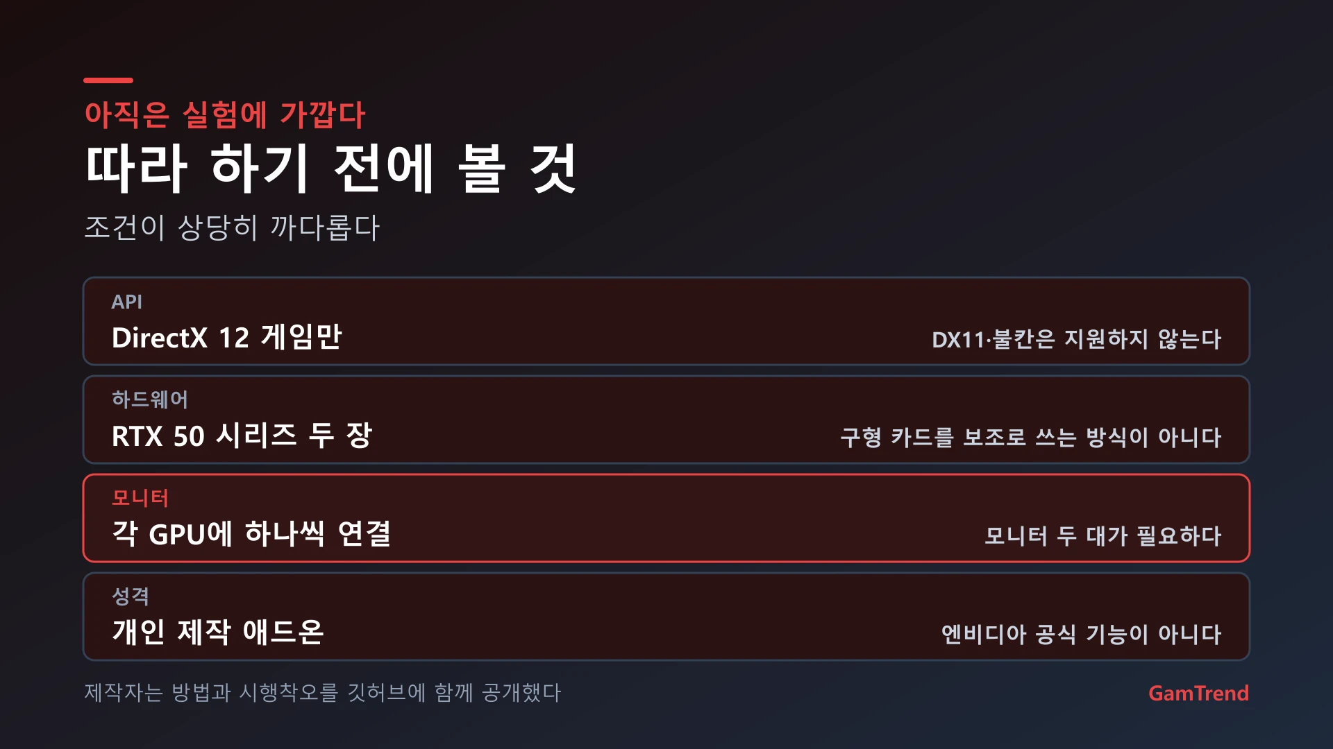 MGPU 브리지 사용 조건과 제약 정리