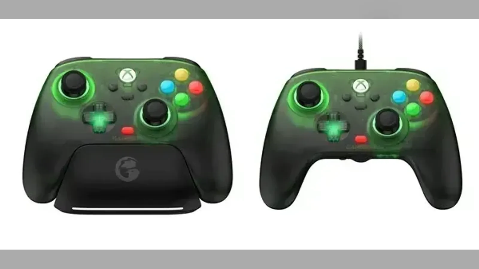 GameSir T7 Pro 레트로 그린 무선(좌)·유선(우) 컨트롤러