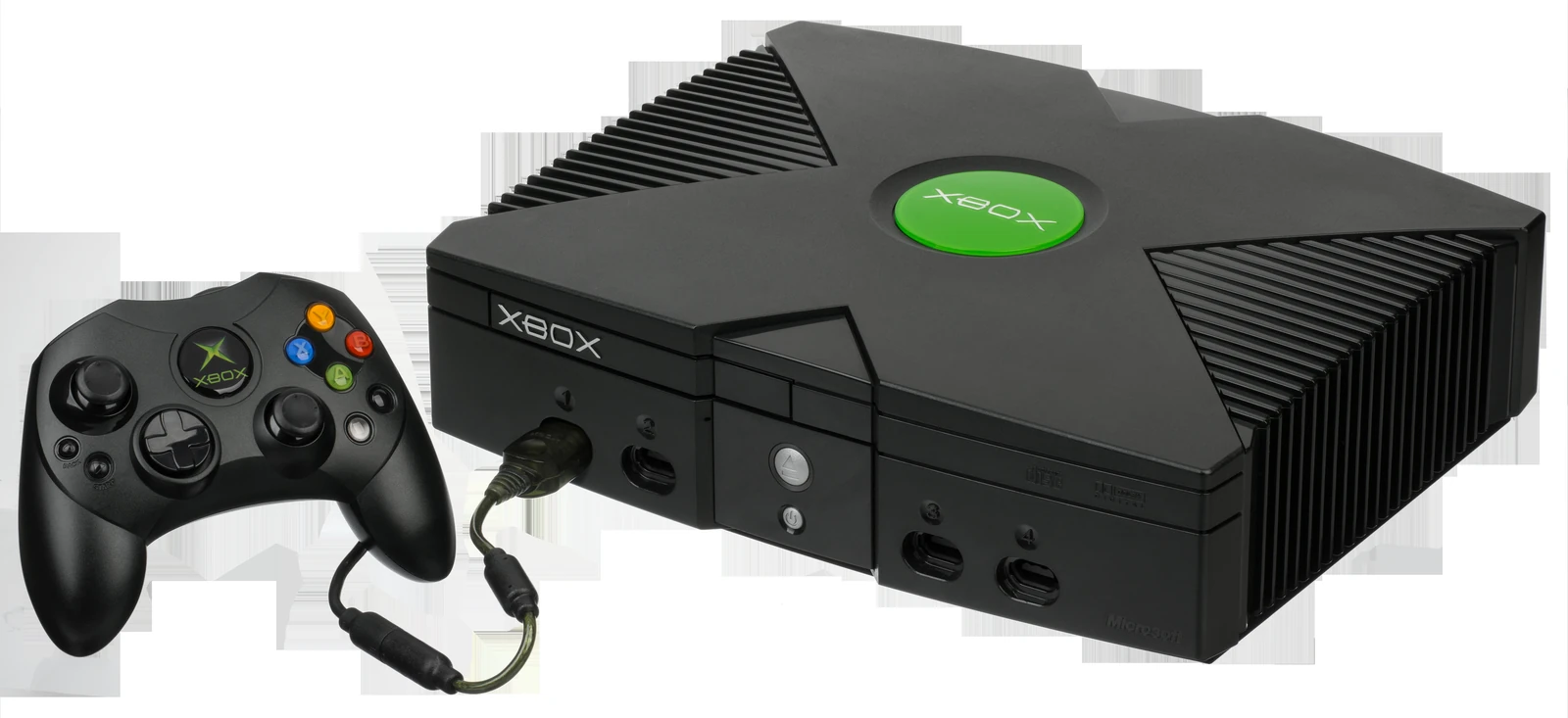 2001년 출시된 오리지널 Xbox 콘솔과 컨트롤러