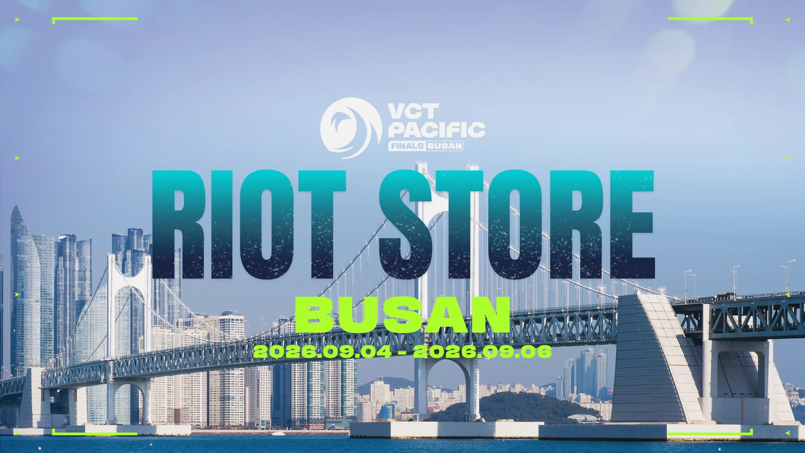 VCT 퍼시픽 파이널 부산 공식 홍보 이미지 — 광안대교와 부산 전경