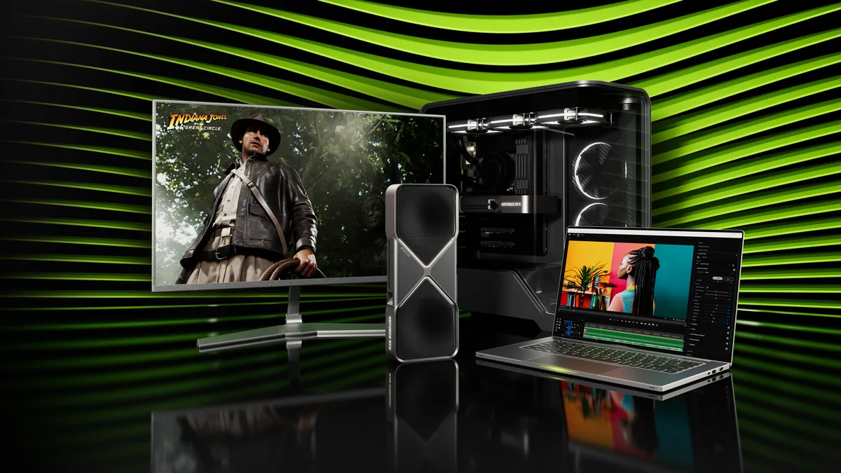 지포스 RTX 50 시리즈 데스크톱·노트북 제품군을 함께 보여주는 엔비디아 공식 이미지
